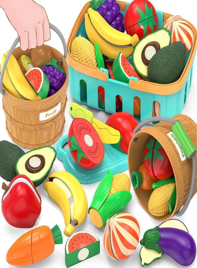 MOEAWS Play Food Sets for Kid Kitchen, Preschool Learning Toy, Cutting Food Sorting Toy for Toddler 3-8, Pretend Play Accessories for Toddler, Birthday Christmas Education Gift for Boys Girls - Image 1